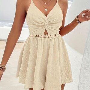 Khaki colored detailed romper